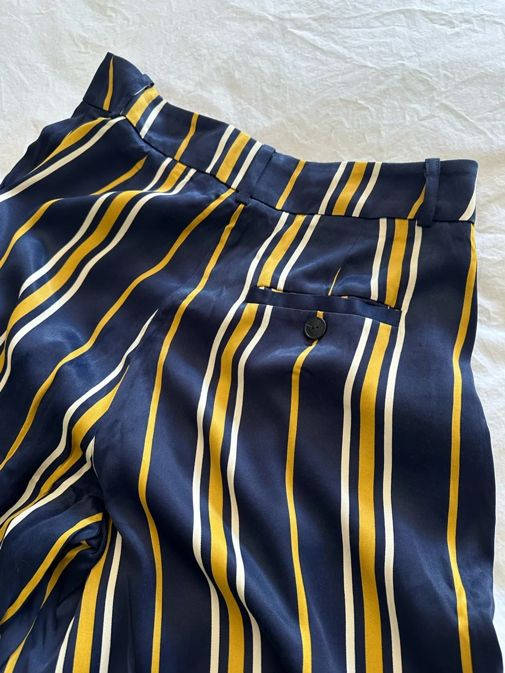 Anthropologie Maeve Navy, Mustard & White Striped Pants, size 8